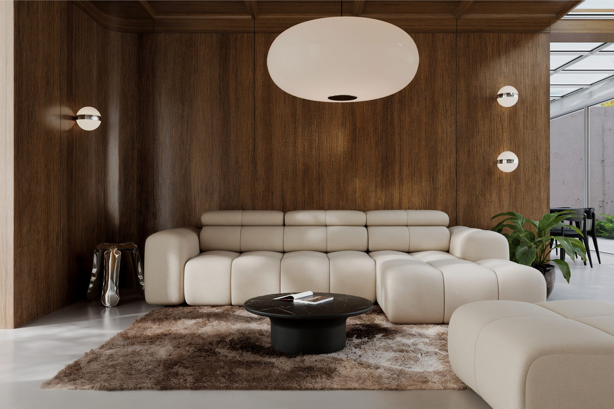 Canapé d'angle modulable Bloom avec rallonge d'assise électrique