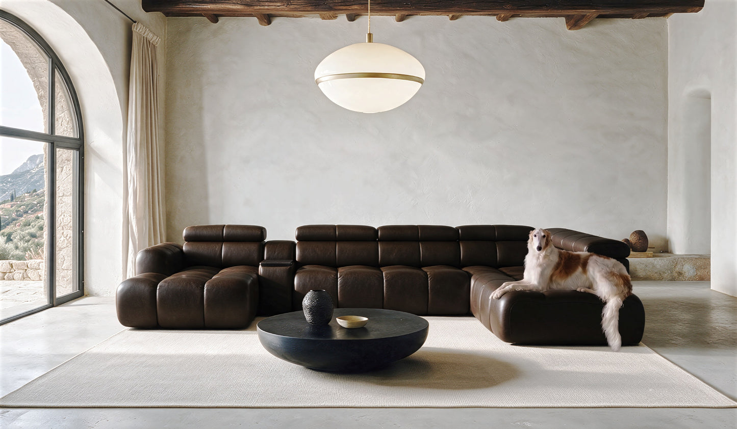 Canapé d'angle modulable Bloom avec rallonge d'assise électrique