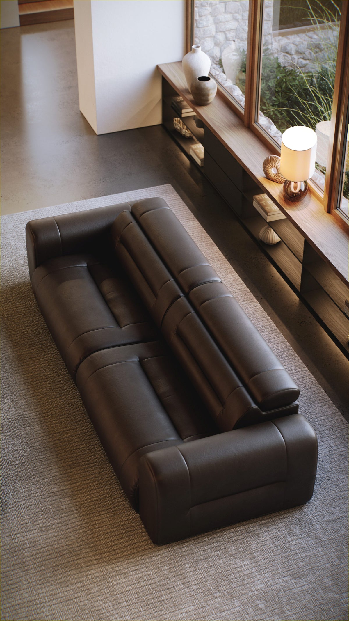 Sofa modułowa z elektrycznym wysuwem siedzisk Leone